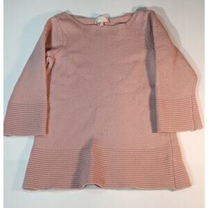 Benedetta Pink Wool Blend Sweater Small | Merino Cashmere Ribbed Hem Pullover